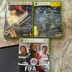 Lot of 3 Xbox 360 Cases Perfect Dark Zero Halo Wars FIFA 07 No Games